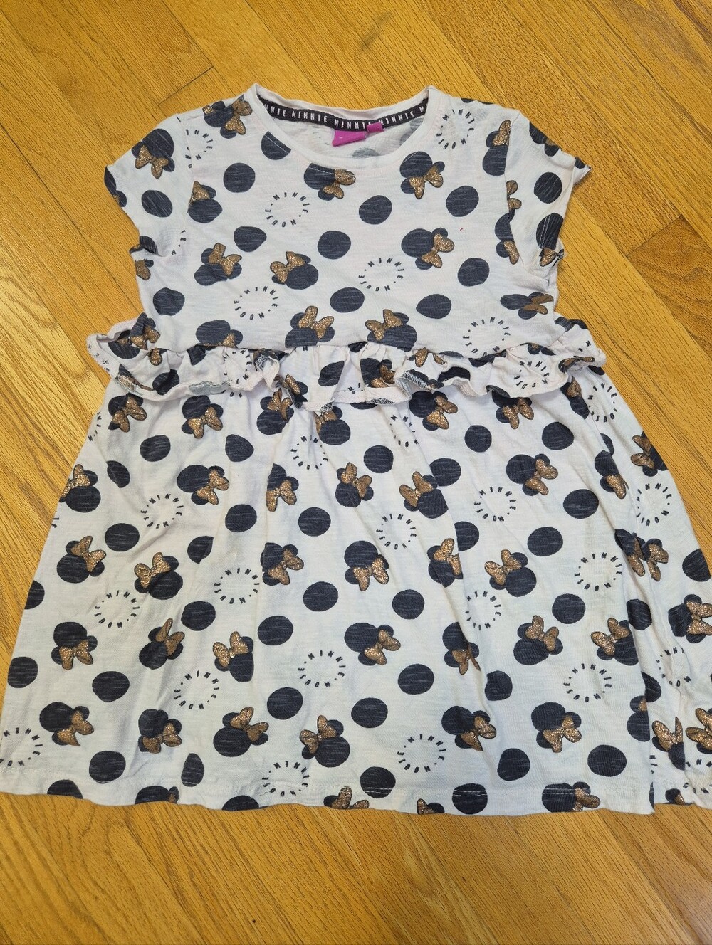 Disney Minnie Mouse Polka Dot Ruffle Dress Size 134